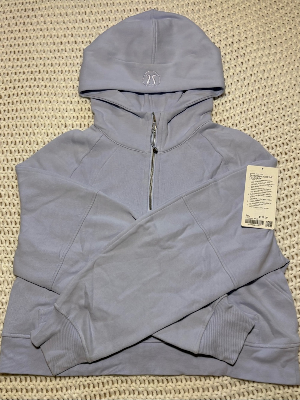 lululemon scuba oversized 1/2 zip hoodie in pastel blue size m/l